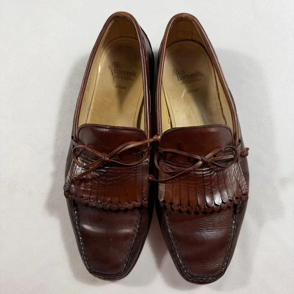 Allen Edmonds Alton‎ Mens Brown Leather Kiltie Tassel Loafers Size 10.5 EEE